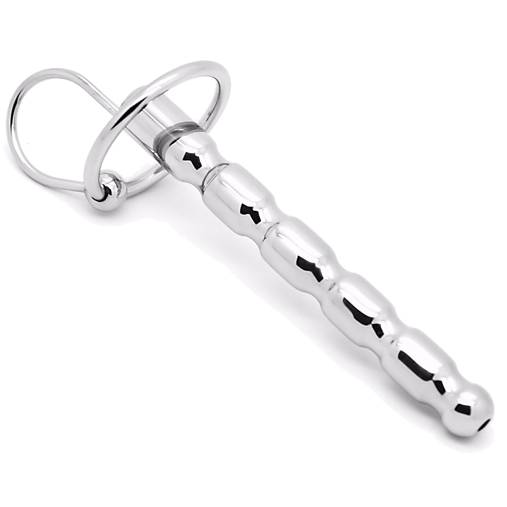 Ribbed Penis Plug with Glans Ring 3 ½ inches